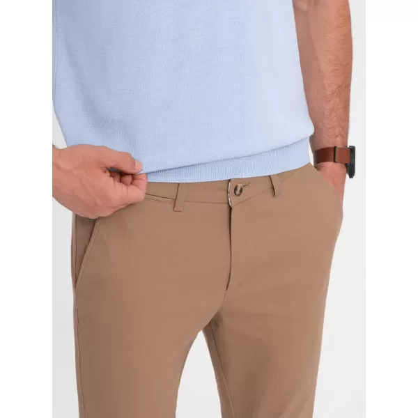  Pánské kalhoty OMBRE OM-PACP-0186 LIGHT BROWN 