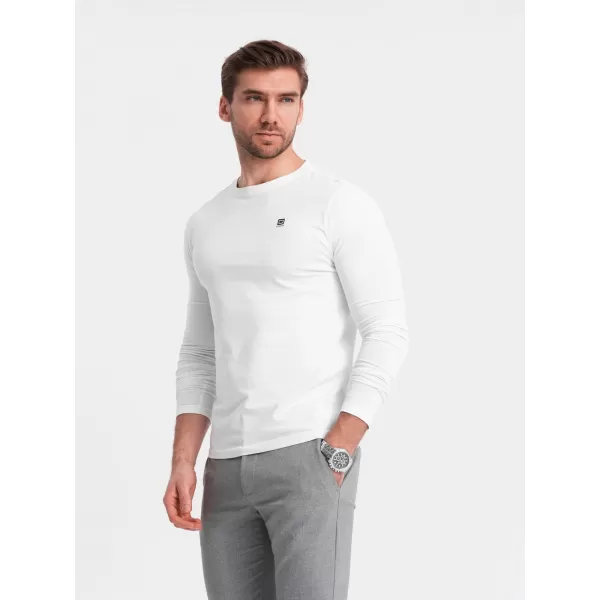  Pánské triko s dlouhým rukávem OMBRE OM-LSCL-0102 WHITE 