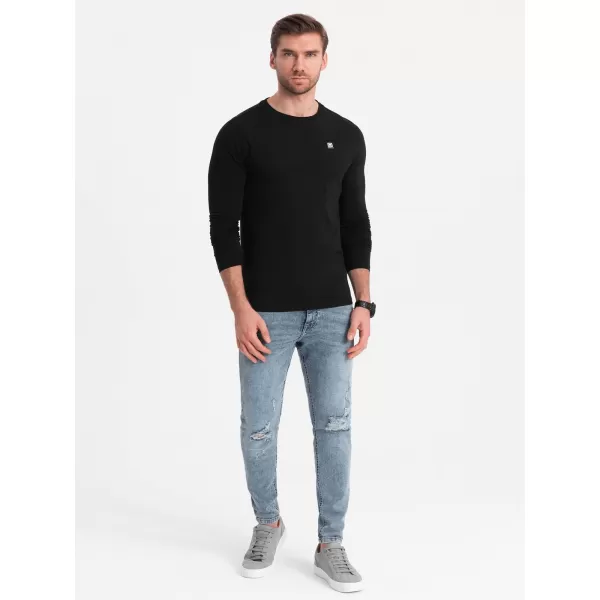  Pánské triko s dlouhým rukávem OMBRE OM-LSCL-0102 BLACK 
