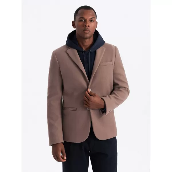  Pánské sako OMBRE OM-BLZB-0118 LIGHT BROWN 