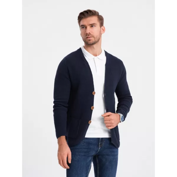  Pánský svetr OMBRE OM-SWCD-0109 NAVY BLUE 