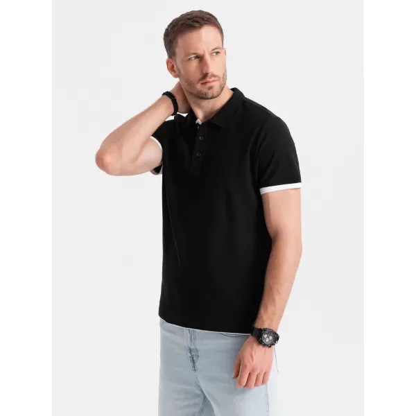  Pánské triko s límečkem OMBRE OM-POSS-0113 BLACK 