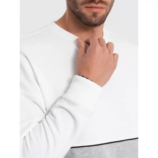  Pánská mikina OMBRE OM-SSNZ-0130 WHITE AND GRAY 