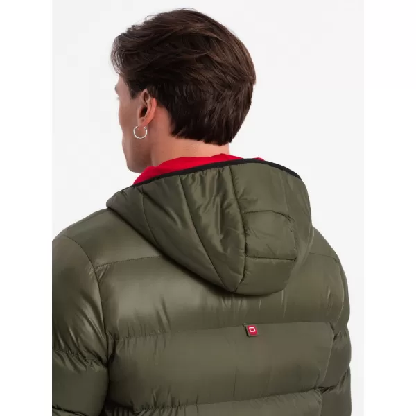  Pánská zimní bunda OMBRE OM-JAHP-0145 DARK OLIVE GREEN 