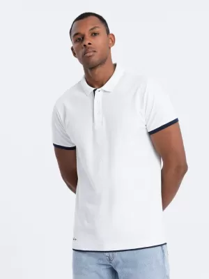 Pánské triko s límečkem OMBRE OM-POSS-0113 WHITE