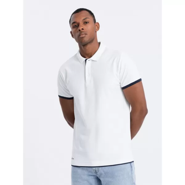  Pánské triko s límečkem OMBRE OM-POSS-0113 WHITE 