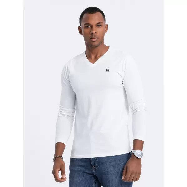  Pánské triko s dlouhým rukávem OMBRE OM-LSCL-0110 WHITE 