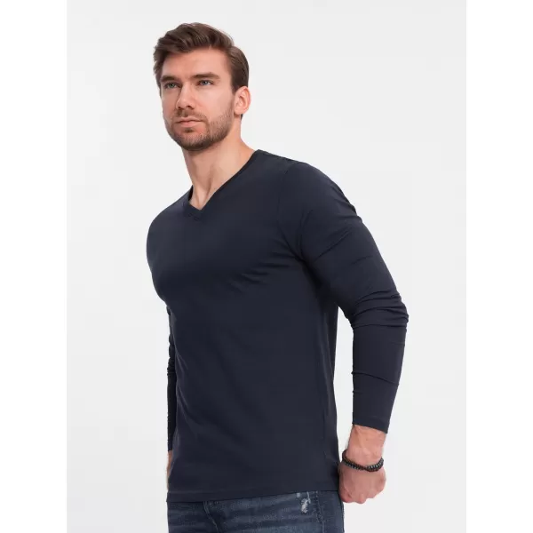  Pánské triko s dlouhým rukávem OMBRE OM-LSBL-0108 NAVY BLUE 
