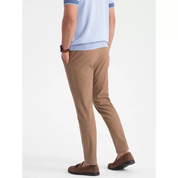  Pánské kalhoty OMBRE OM-PACP-0186 LIGHT BROWN 