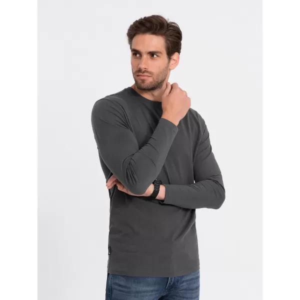  Pánské triko s dlouhým rukávem OMBRE OM-LSBL-0106 GRAPHITE 