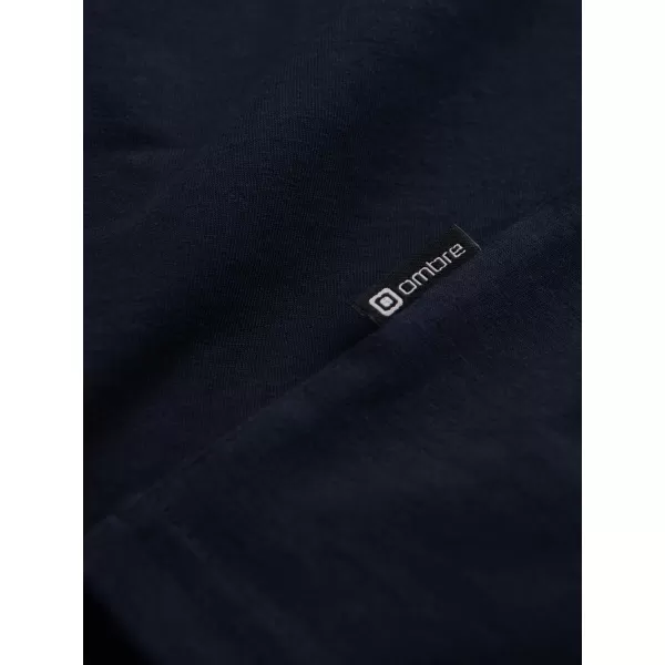  Pánské triko s dlouhým rukávem OMBRE OM-LSCL-0110 NAVY BLUE 