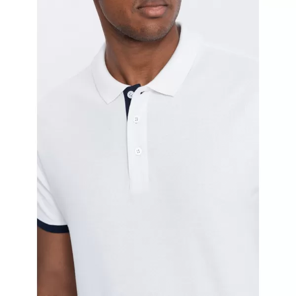  Pánské triko s límečkem OMBRE OM-POSS-0113 WHITE 