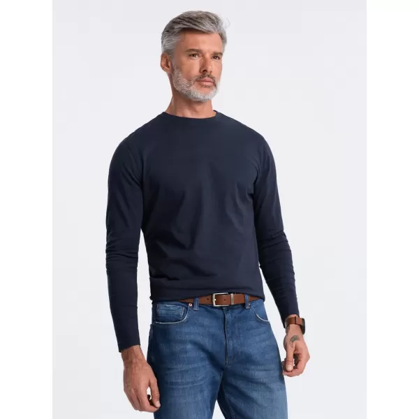  Pánské triko s dlouhým rukávem OMBRE OM-LSBL-0106 NAVY BLUE 