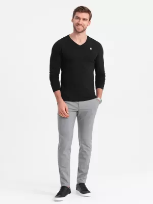 Pánské triko s dlouhým rukávem OMBRE OM-LSCL-0110 BLACK