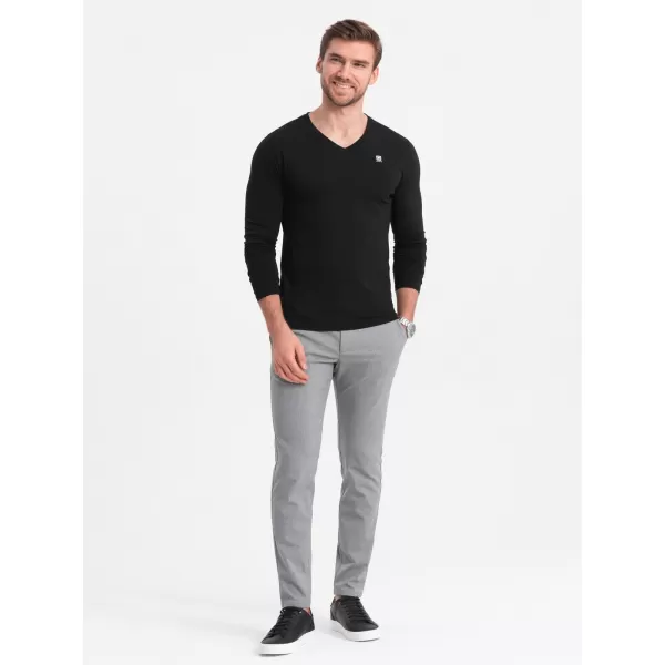  Pánské triko s dlouhým rukávem OMBRE OM-LSCL-0110 BLACK 