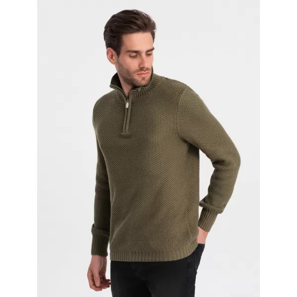  Pánský svetr OMBRE OM-SWZS-0105 OLIVE 