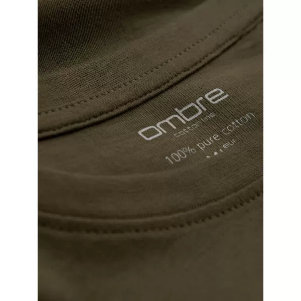  Pánské triko s dlouhým rukávem OMBRE OM-LSBL-0106 DARK OLIVE 
