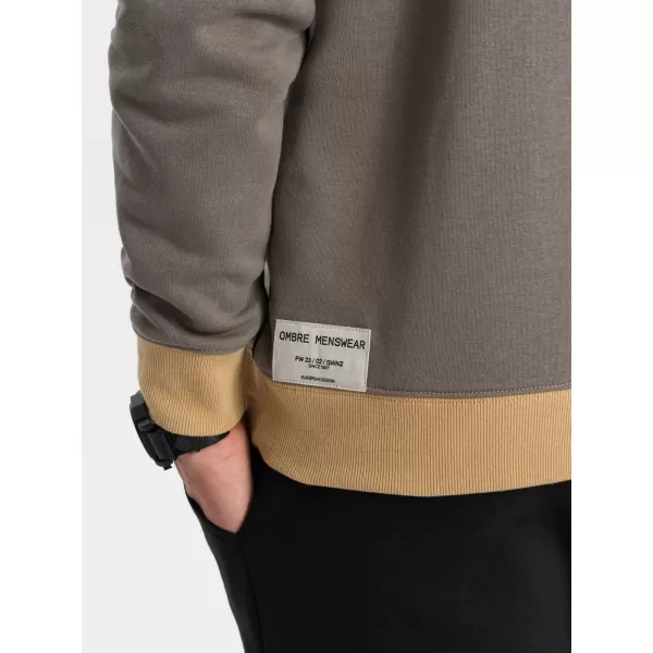  Pánská mikina OMBRE OM-SSNZ-0130 KHAKI 