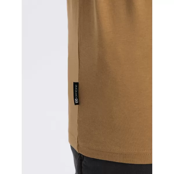  Pánské triko s dlouhým rukávem OMBRE OM-LSBL-0106 MUSTARD 