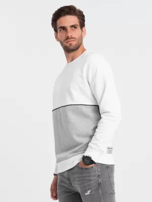 Pánská mikina OMBRE OM-SSNZ-0130 WHITE AND GRAY