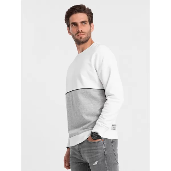  Pánská mikina OMBRE OM-SSNZ-0130 WHITE AND GRAY 