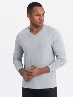 Pánské triko s dlouhým rukávem OMBRE OM-LSBL-0108 GREY MELANGE