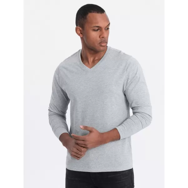  Pánské triko s dlouhým rukávem OMBRE OM-LSBL-0108 GREY MELANGE 