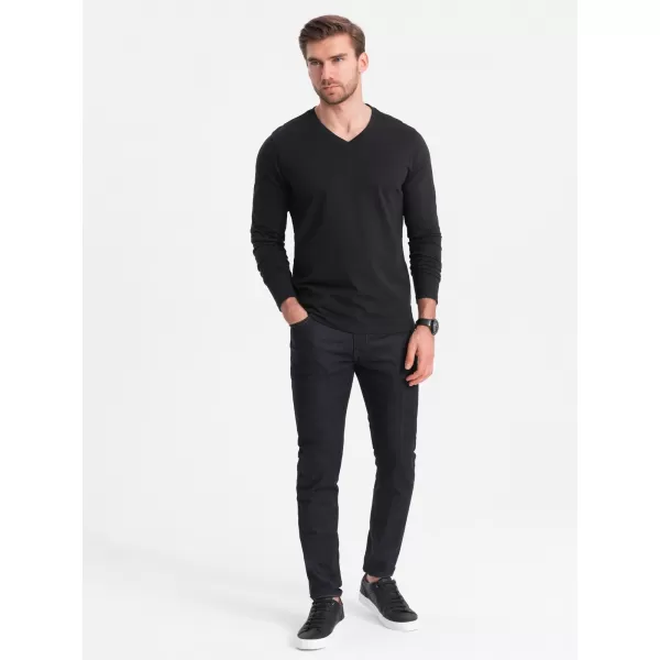  Pánské triko s dlouhým rukávem OMBRE OM-LSBL-0108 BLACK 