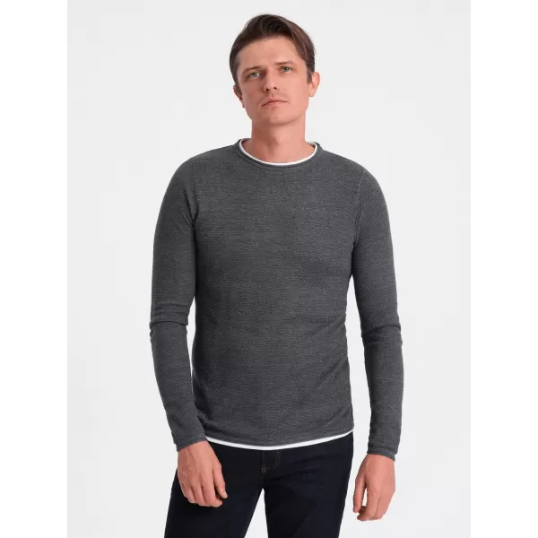  Pánský svetr OMBRE OM-SWSW-0103 GRAPHITE MELANGE 
