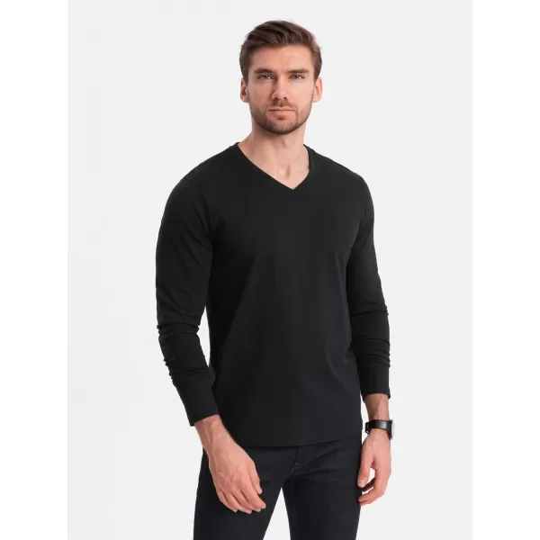  Pánské triko s dlouhým rukávem OMBRE OM-LSBL-0108 BLACK 