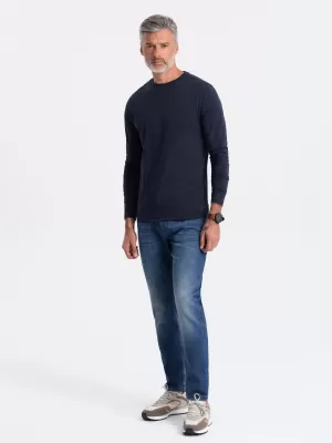 Pánské triko s dlouhým rukávem OMBRE OM-LSBL-0106 NAVY BLUE