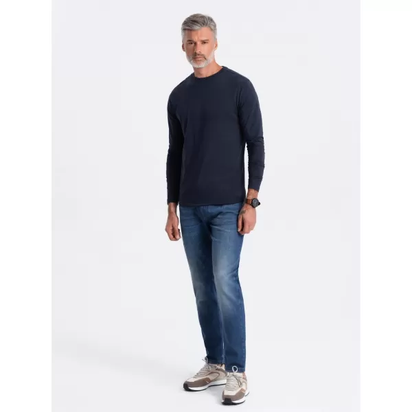 Pánské triko s dlouhým rukávem OMBRE OM-LSBL-0106 NAVY BLUE 
