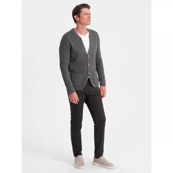  Pánský svetr OMBRE OM-SWCD-0109 GRAPHITE MELANGE 