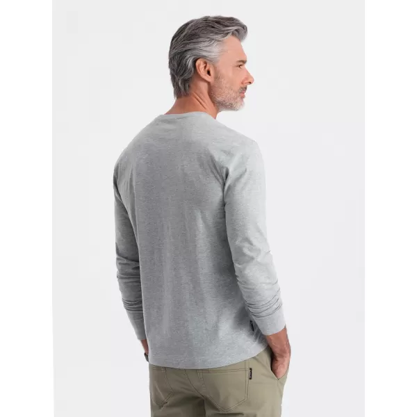  Pánské triko s dlouhým rukávem OMBRE OM-LSBL-0106 GREY MELANGE 