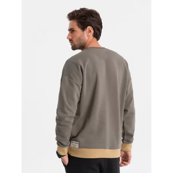  Pánská mikina OMBRE OM-SSNZ-0130 KHAKI 