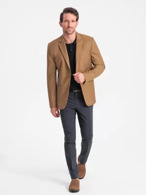 Pánské sako OMBRE OM-BLZB-0115 CARAMEL