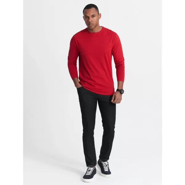  Pánské triko s dlouhým rukávem OMBRE OM-LSBL-0106 RED 