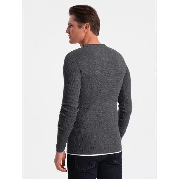  Pánský svetr OMBRE OM-SWSW-0103 GRAPHITE MELANGE 