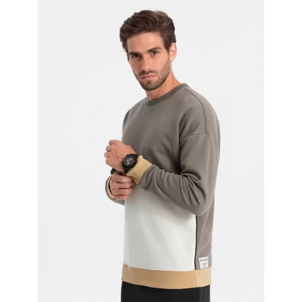  Pánská mikina OMBRE OM-SSNZ-0130 KHAKI 