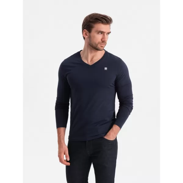  Pánské triko s dlouhým rukávem OMBRE OM-LSCL-0110 NAVY BLUE 