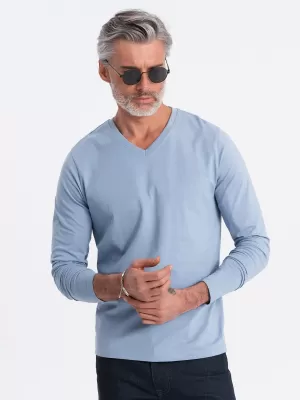 Pánské triko s dlouhým rukávem OMBRE OM-LSBL-0108 BLUE DENIM