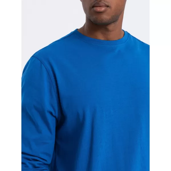  Pánské triko s dlouhým rukávem OMBRE OM-LSBL-0106 BLUE 