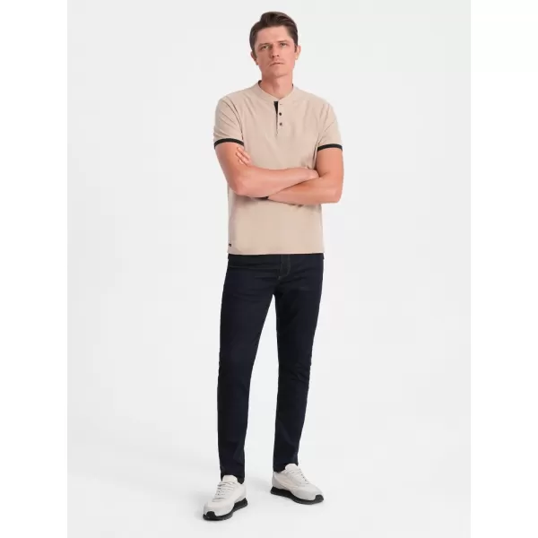  Pánské triko OMBRE OM-TSCT-0156 BEIGE 