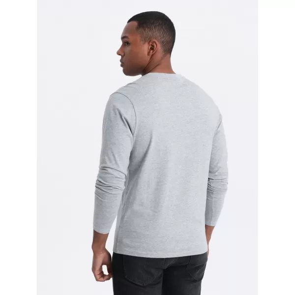  Pánské triko s dlouhým rukávem OMBRE OM-LSBL-0108 GREY MELANGE 