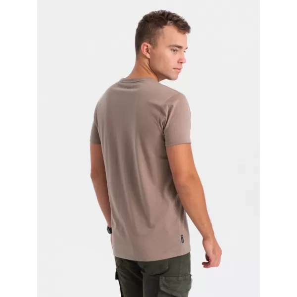  Pánské triko OMBRE OM-TSPT-0166 LIGHT BROWN 