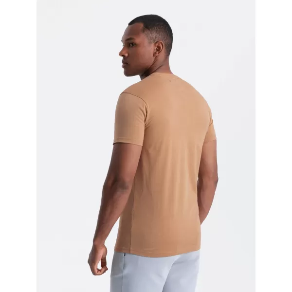  Pánské triko OMBRE OM-TSPT-0154 LIGHT BROWN 