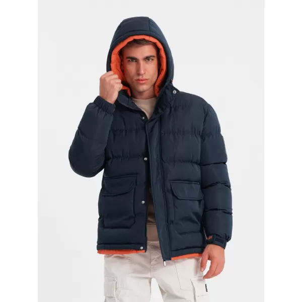  Pánská zimní bunda OMBRE OM-JAHP-0208 NAVY BLUE 