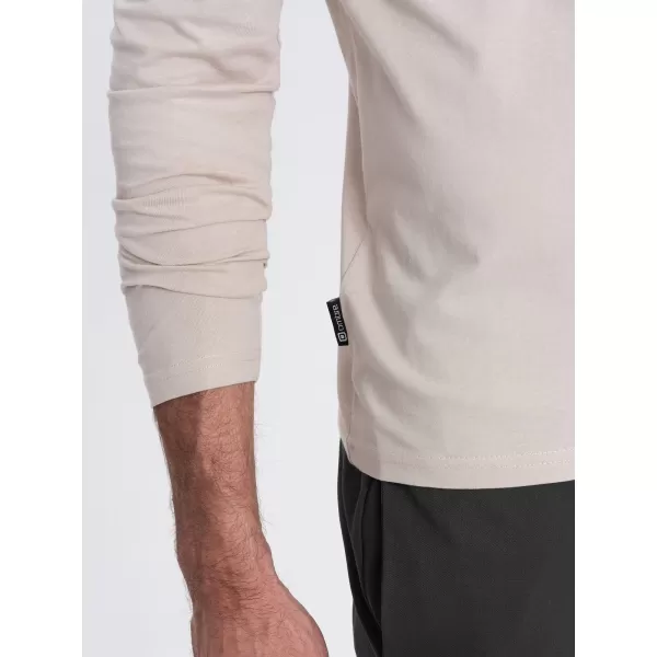  Pánské triko s dlouhým rukávem OMBRE OM-LSBL-0108 LIGHT BEIGE 