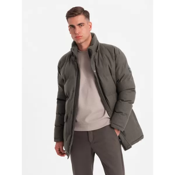  Pánská bunda OMBRE OM-JALJ-0217 DARK GREY MELANGE 