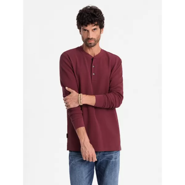  Pánské triko s dlouhým rukávem OMBRE OM-LSCL-0120 MAROON 